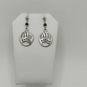 SunWest Brand Sterling Silver and Lapis Bear Claw Post Back Earrings